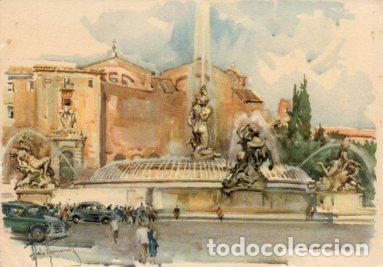 Postkarten: POSTAL PV07622: Piazza della Repubblica e Fontana delle Najudi, Roma. Acquarello di Aldo Raimondi -