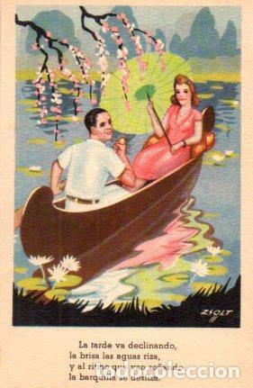 Postcards: POSTAL PV08773: Pareja de enamorados en barca, ilustrada por Zsolt - NULL