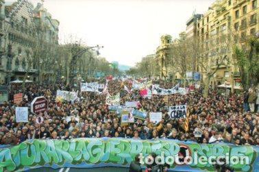 Postkarten: POSTAL PV10102: Barcelona per la pau, pancarta contra la guerra a l'Iraq - NULL