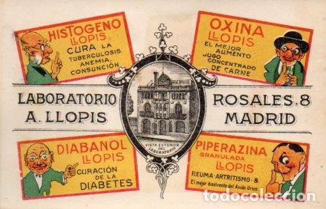 Cartoline: POSTAL PV10882: Publicidad Laboratorio A. Llopis, Madrid - NULL