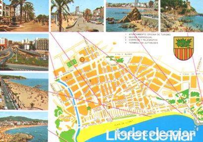 Cartoline: POSTAL PV11610: Plano y vistas de Lloret de Mar - NULL
