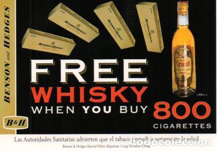 Postales: POSTAL PV02309: Publicidad Benson and Hedges free whisky