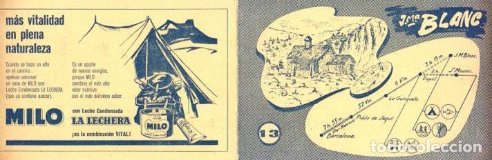 Cartes Postales: POSTAL PV12140: Triptico Refugio Josep Maria Blanc itinerario 13. Publicidad Milo