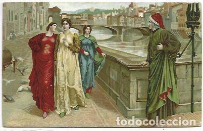 Postales: POSTAL A3205: Encuentro de Dante con Beatriz - Foto 1