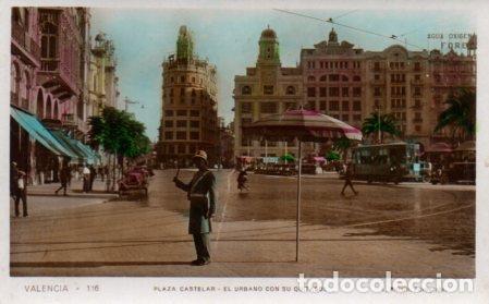 Cartoline: POSTAL PV03527: Urbano con quitasol en Plaza Castelar en Valencia - NULL