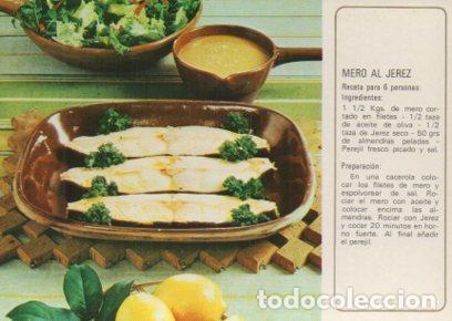 Postales: POSTAL PV05142: Receta Mero al Jerez, publicidad Sindicato Nacional del Olivo - NULL