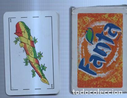 Postales: Baraja cartas: Naipe Espa&ntilde;ol, trasera propaganda FANTA -