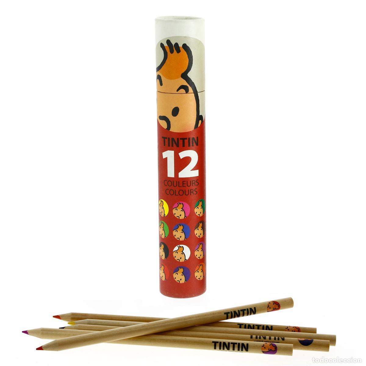 Postales: Tubo rojo de lapices Tintin de colores (ref. #54781) - Varios