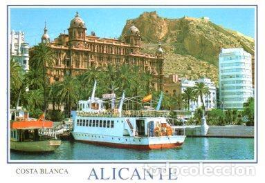 Postcards: POSTAL PV09586: Detalle del puerto de Alicante al fondo Castillo