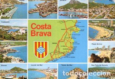 Postkarten: POSTAL PV09345: Mapa y vistas de la Costa Brava