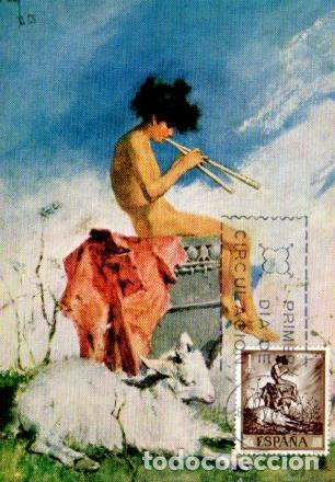 Cartes Postales: POSTAL PV11432: Idilio por Fortuny.Tarjeta postal primer dia circulacion