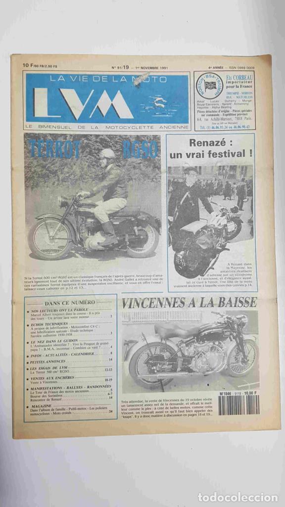 Postales: La vie de la moto LVM numero 91/19 1er novembre 1991 - Terrot RGST - varios