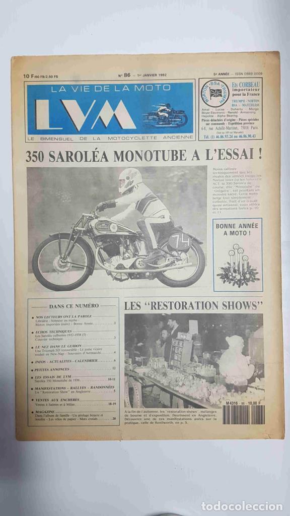 Cartoline: La vie de la moto LVM numero 86 - 1er janvier 1992 - 350 sarol&eacute;a monotube a l'essai - varios