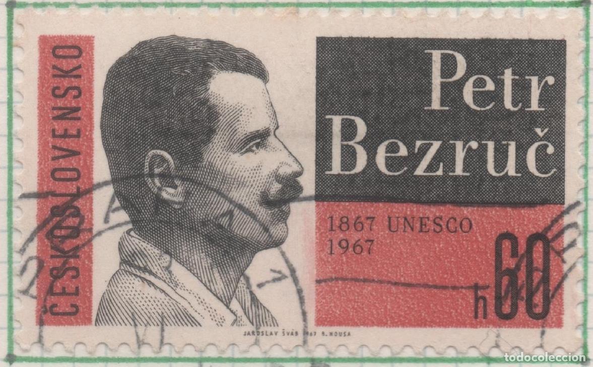 Postkarten: Sello E01429: hoja 91, Checoslovaquia: Sello Negro y granate, dentado. Peir Bezruc, 60 Haleru - Vari