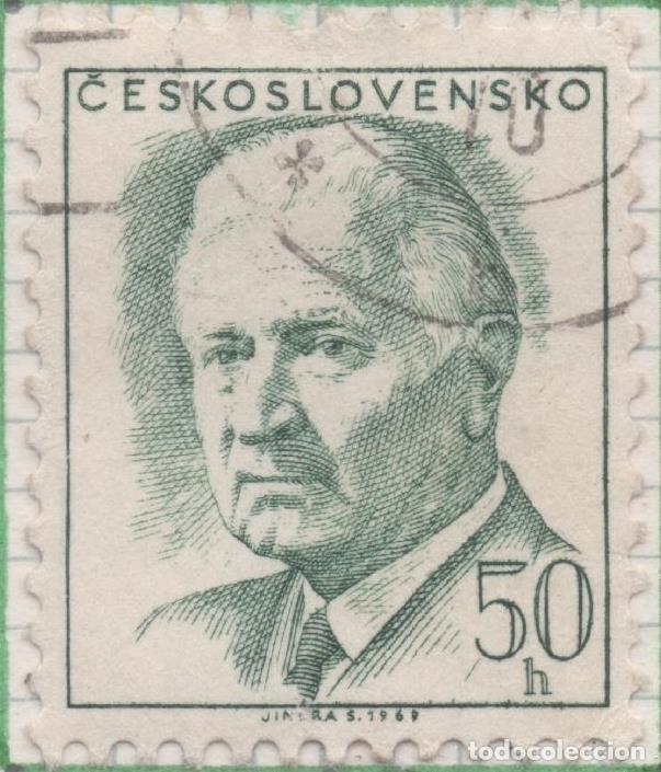 Postkarten: Sello E01481: hoja 95, Checoslovaquia: Sello Verde, dentado. Presidente Sudvik Savoboda, 50 Haleru -