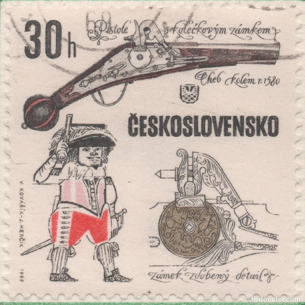 Postcards: Sello E01588: hoja 103, Checoslovaquia: Sello Multicolor, dentado. Pistolas Antiguas. 1580, 30 Haler