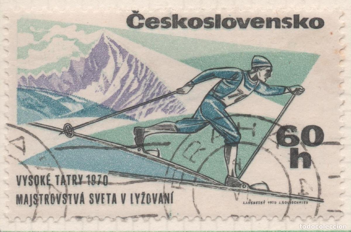 Postcards: Sello E01614: hoja 105, Checoslovaquia: Sello Multicolor, dentado. Campeonatos Mundiales de Esqu&iacute;. E