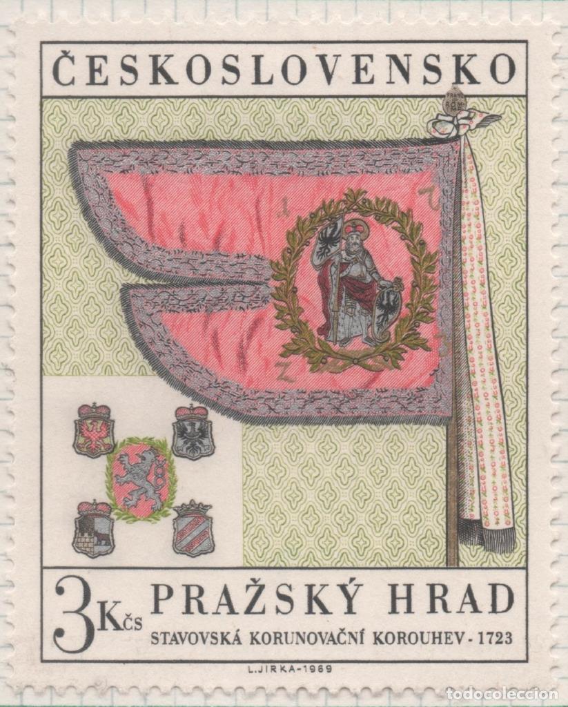 Postcards: Sello E01555: hoja 100, Checoslovaquia: Sello Multicolor, dentado. Tesoros Castillo de Praga. Estand