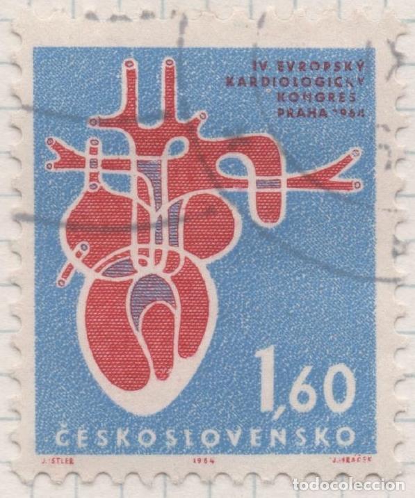Postcards: Sello E01210: hoja 79, Checoslovaquia: Sello Azul y rojo, dentado. IV Congreso Cardiol&oacute;gico Europeo,