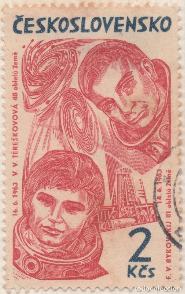Postcards: Sello E01196: hoja 78, Checoslovaquia: Sello Rojo oscuro, dentado. Exploraci&oacute;n del Espacio. Walerij