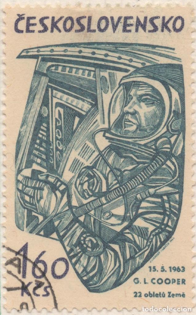 Postcards: Sello E01195: hoja 78, Checoslovaquia: Sello Verde turquesa, dentado. Exploraci&oacute;n del Espacio. Gordo