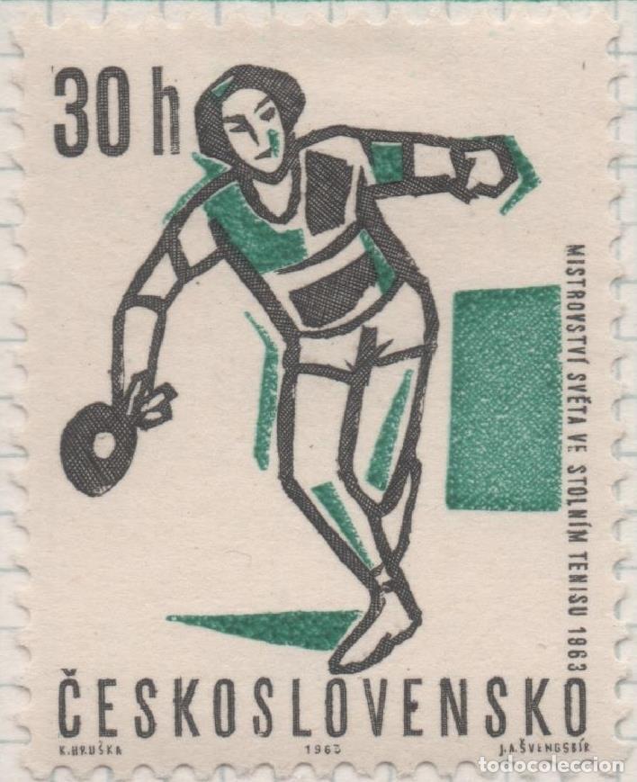 Postcards: Sello E01109: hoja 73, Checoslovaquia: Sello Verde y negro dentado. Eventos deportivos del a&ntilde;o. Teni