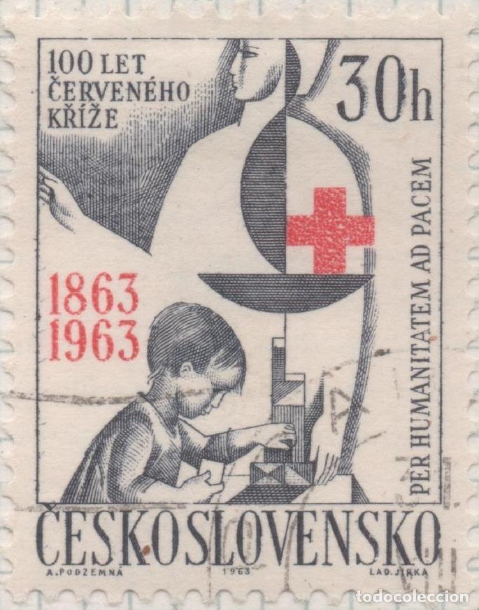 Postkarten: Sello E01141: hoja 75, Checoslovaquia: Sello Gris y rojo dentado. Centenario dela Cruz Roja, 30 Hale