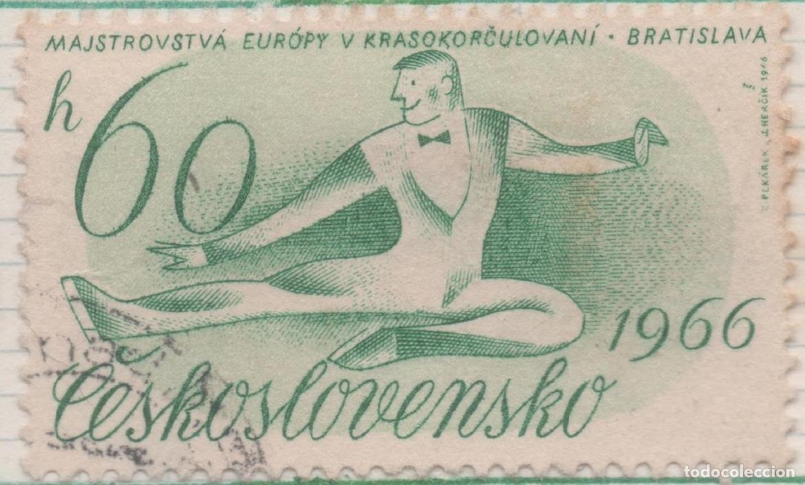 Postkarten: Sello E01317: hoja 84, Checoslovaquia: Sello Verde, dentado. Campeonato Europeo de Patinaje Art&iacute;stic