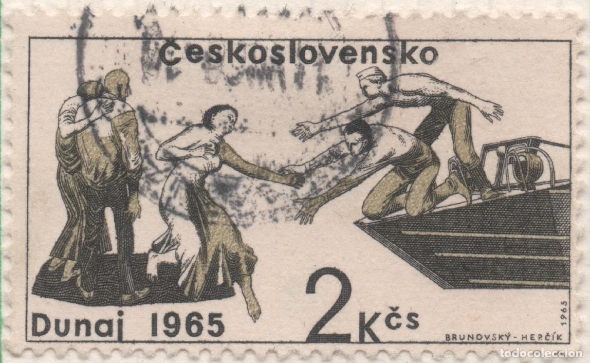 Cartes Postales: Sello E01287: hoja 83, Checoslovaquia: Sello Verde y negro, dentado. Ayuda inundaciones del Danubio,
