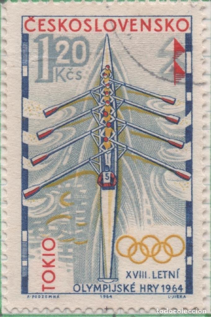 Cartes Postales: Sello E01219: hoja 79, Checoslovaquia: Sello Multicolor, dentado. XVIII Olimpiadas de Tokio. Remo, 1