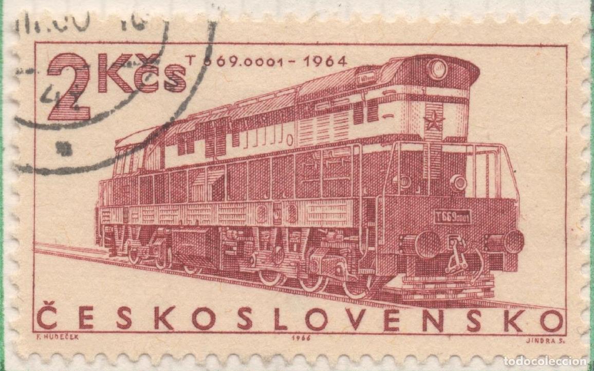 Cartes Postales: Sello E01329: hoja 85, Checoslovaquia: Sello Rojo oscuro, dentado. Locomotoras. Locomotora di&eacute;sel el