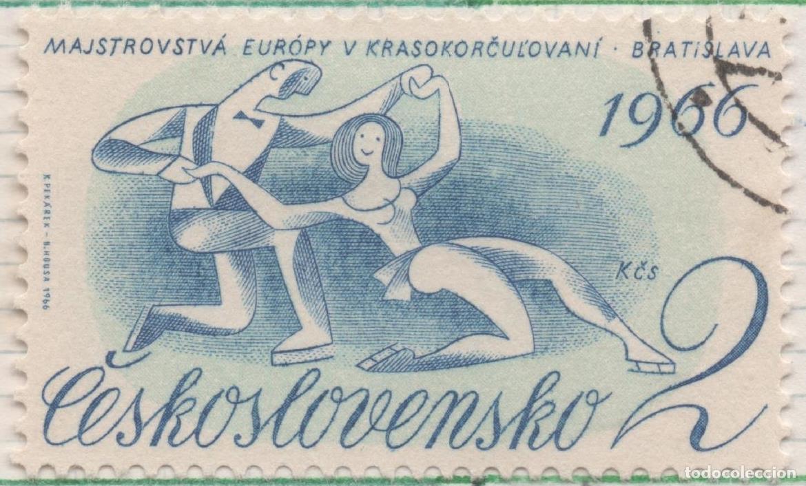 Cartes Postales: Sello E01319: hoja 84, Checoslovaquia: Sello Azul, dentado. Campeonato Europeo de Patinaje Art&iacute;stico