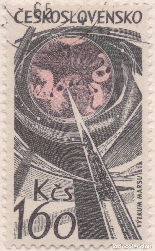 Postais: Sello E01257: hoja 81, Checoslovaquia: Sello Gris y rosa, dentado. Astronautica. Exploraci&oacute;n de Mart