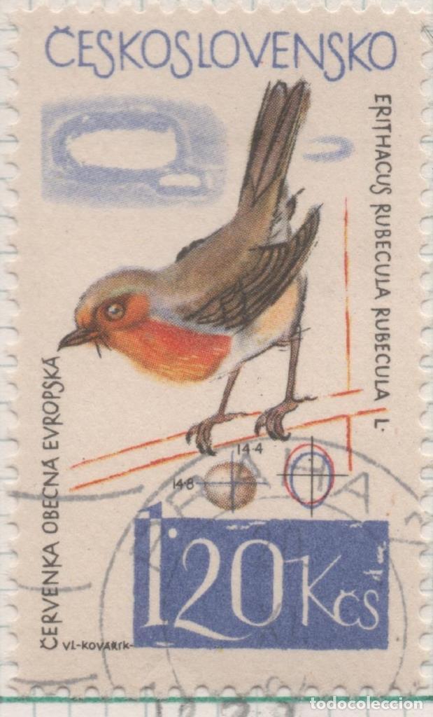 Postcards: Sello E01227: hoja 80, Checoslovaquia: Sello Multicolor, dentdo. Pajaros. Erithacus rebecula, 1,20 K