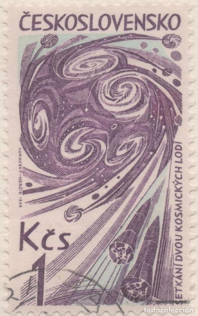 Postais: Sello E01256: hoja 81, Checoslovaquia: Sello Lila y azul, dentado. Astronautica. Encuentro de naves