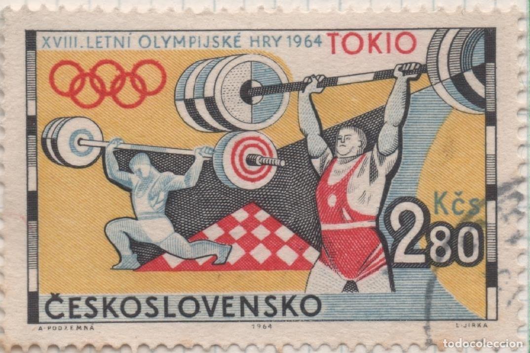 Postais: Sello E01222: hoja 79, Checoslovaquia: Sello Multicolor, dentado. XVIII Olimpiadas de Tokio. Levanta
