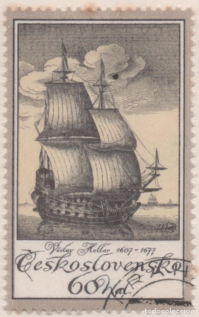 Postkarten: Sello E01989: hoja 134, Checoslovaquia: Sello Gris, amarillo y marron, dentado. Antiguos Gravados De