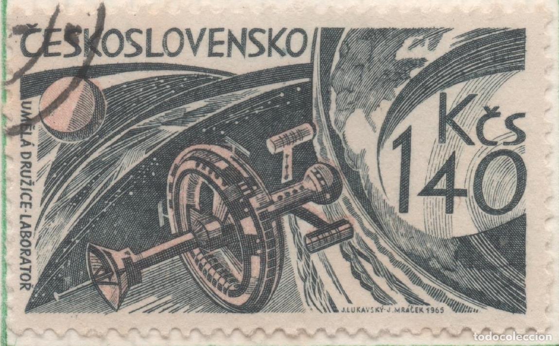 Postais: Sello E01260: hoja 81, Checoslovaquia: Sello Azul y naranja, dentado.Astronautica. Sat&eacute;lite Artifici