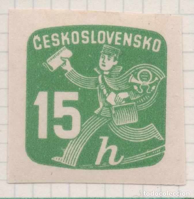 Postales: Sello E02154: hoja 158, Checoslovaquia: Sello Verde, sin dentar. Sellos para Peri&oacute;dicos, 15 haleru -