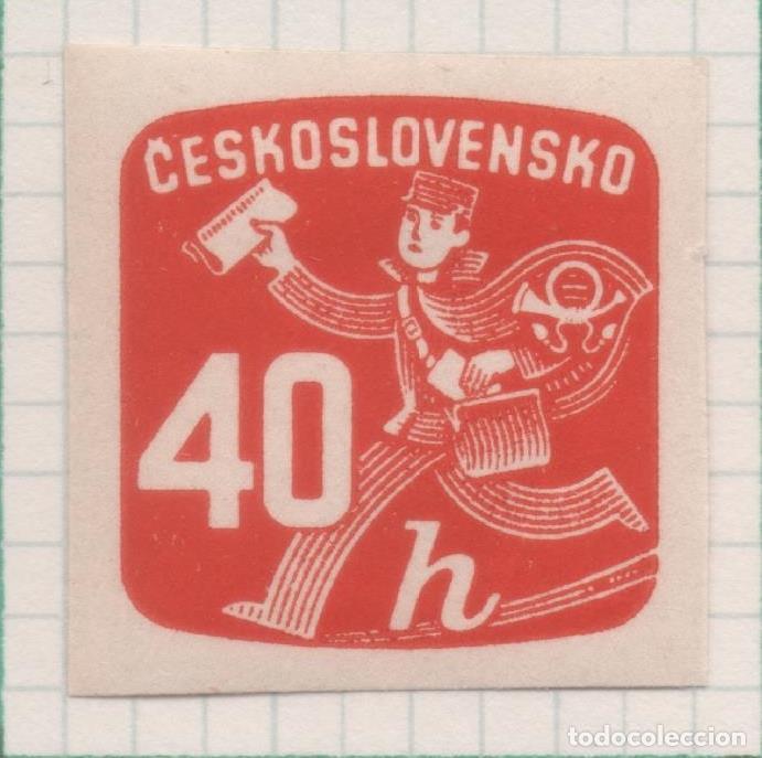 Postales: Sello E02158: hoja 158, Checoslovaquia: Sello Naranja, sin dentar. Sellos para Peri&oacute;dicos, 40 Haleru