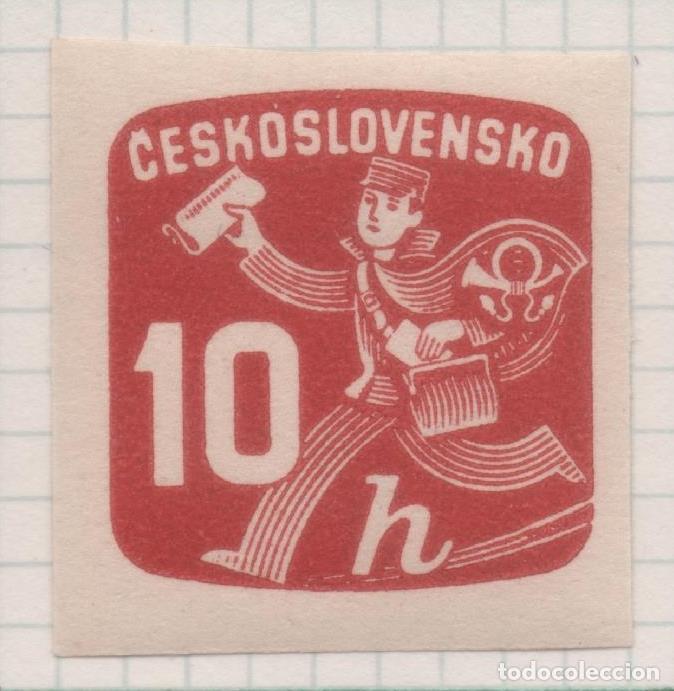 Postales: Sello E02153: hoja 158, Checoslovaquia: Sello Marron rojizo, sin dentar. Sellos para Peri&oacute;dicos, 10