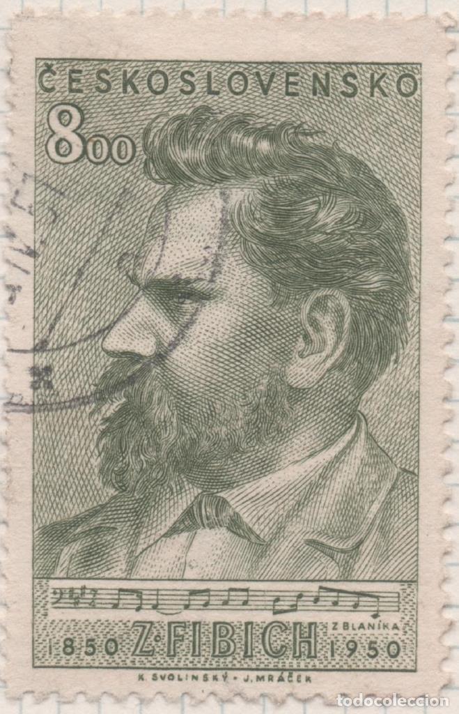 Postkarten: Sello E00483: hoja 33, Checoslovaquia: Sello Verde denbtado. Compositor Z. Fibich, 8 Koruny - Varios