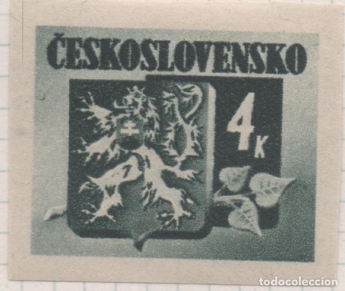 Postcards: Sello E00309: hoja 25, Checoslovaquia: Sello Verde dentado. Emisi&oacute;n de Bratislava (Escudo de la Repu