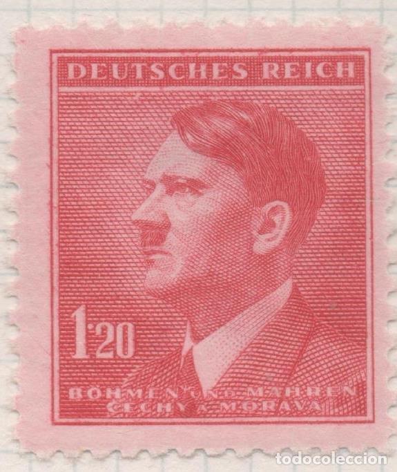 Cartes Postales: Sello E00271: hoja 23, Checoslovaquia: Sello Rojo dentado. Busto de Hitler, 1,20 - Varios