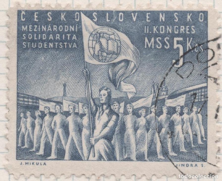Cartes Postales: Sello E00481: hoja 33, Checoslovaquia: Sello Azul grisaceo dentado. 2&ordm; Cong mundial de estudiantes,