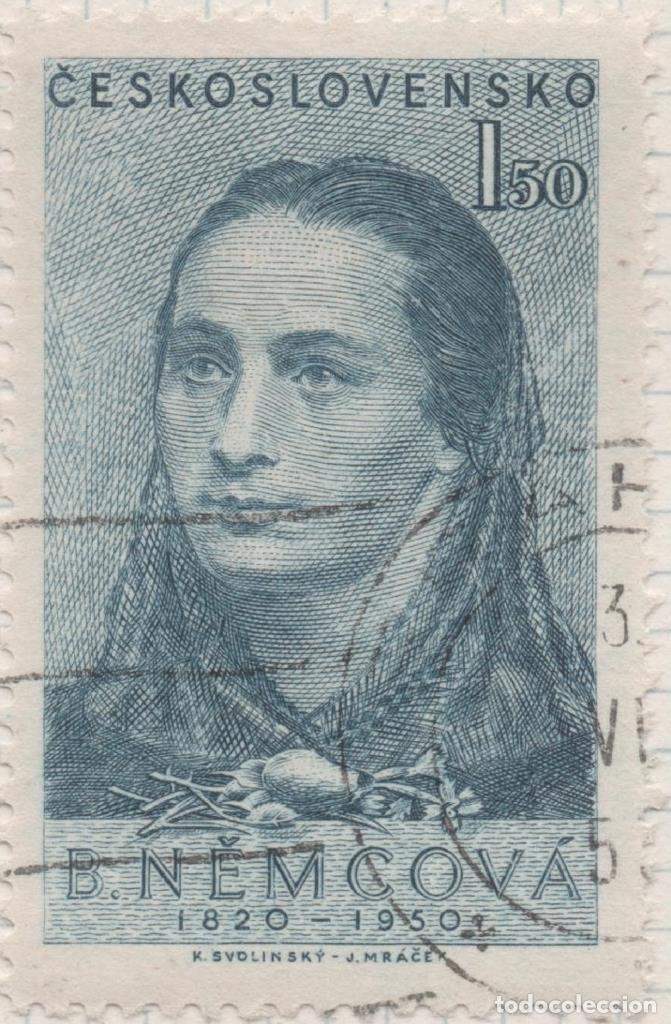 Cartes Postales: Sello E00476: hoja 33, Checoslovaquia: Sello Azul grisaceo dentado. Escritora B. Nemcova, 1,50 Korun