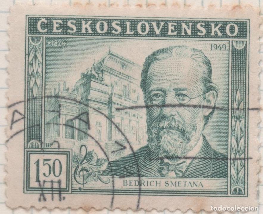 Cartes Postales: Sello E00449: hoja 31, Checoslovaquia: Sello Verde dentado. Compositor Bedrich Smetana, 1,5 Koruna -