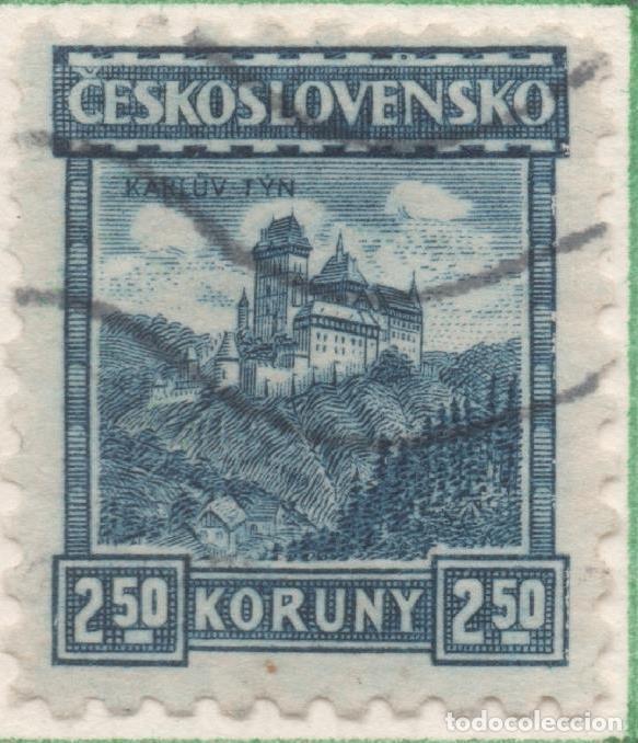 Cartes Postales: Sello E00120: hoja 12, Checoslovaquia: Sello Azul oscuro dentado. Castillo de de Karl�tejn, sin fili