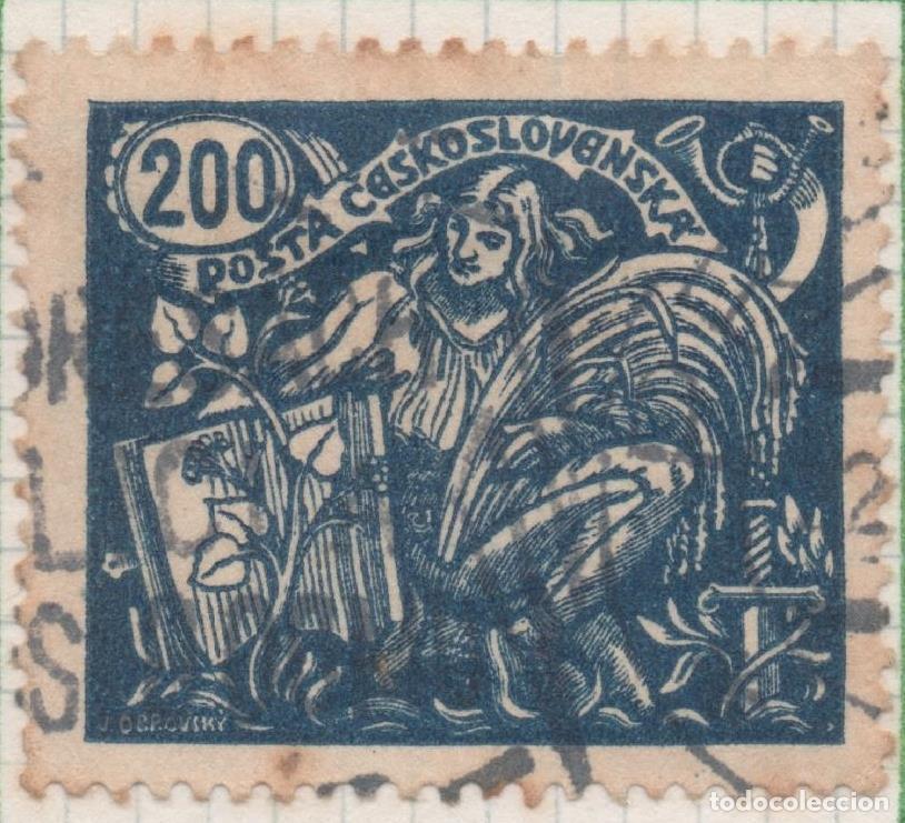 Cartes Postales: Sello E00091: hoja 10, Checoslovaquia: Sello Azul dentado. Agricultura y Ciencia, 200 Haleru - Vario