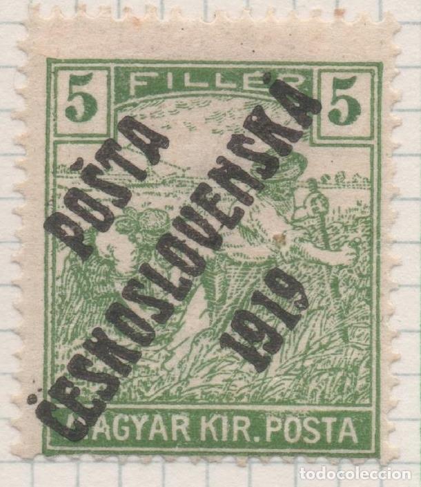 Postcards: Sello E00060: hoja 5, Checoslovaquia: Sello Verde perforado.Timbre, 5 Filler - Varios